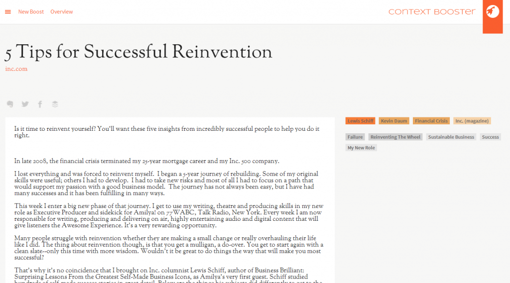 Context Booster - Article View